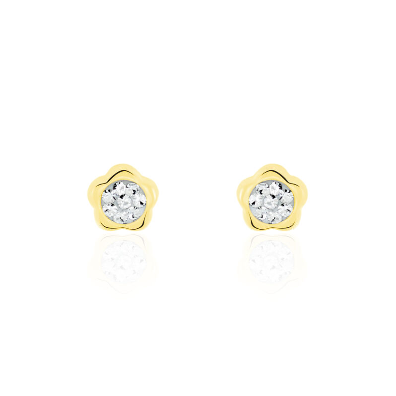 Boucles D'oreilles Puces Eleanor Fleur 0 Or Jaune Strass - Spannringe Damen | OROVIVO