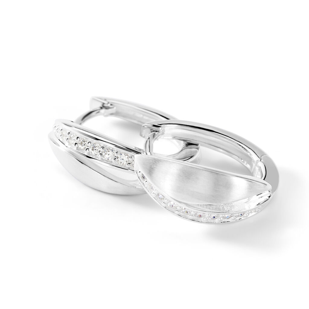 JIANNA Damen Creolen Silber Silber 925 Zirkonia Wei&szlig;