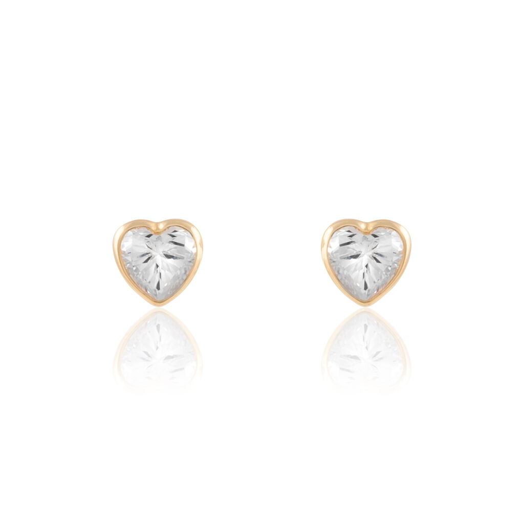 INKA Damen Ohrstecker Gold 375 (9 Karat) Zirkonia Wei&szlig; 1,6 ct Herz