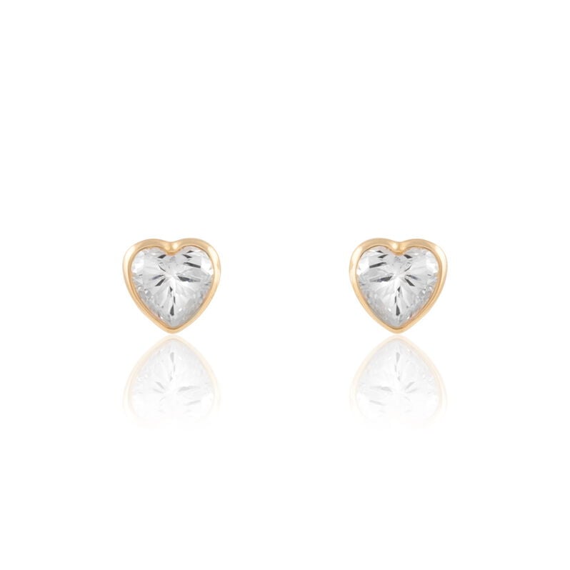 INKA Damen Ohrstecker Gold 375 (9 Karat) Zirkonia Wei&szlig; 1,6 ct Herz - Ohrstecker Damen | OROVIVO