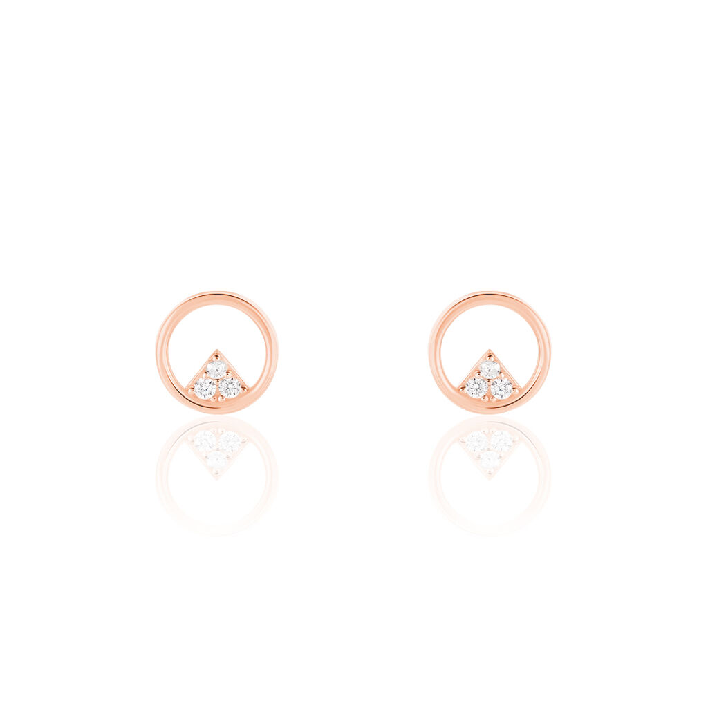 Damen Ohrstecker Silber rosevergoldet 925 Zirkonia Dreieck Kreis High  - Ohrstecker Damen | OROVIVO