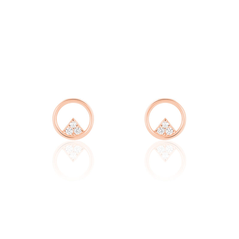 Damen Ohrstecker Silber rosevergoldet 925 Zirkonia Dreieck Kreis High  - Ohrstecker Damen | OROVIVO