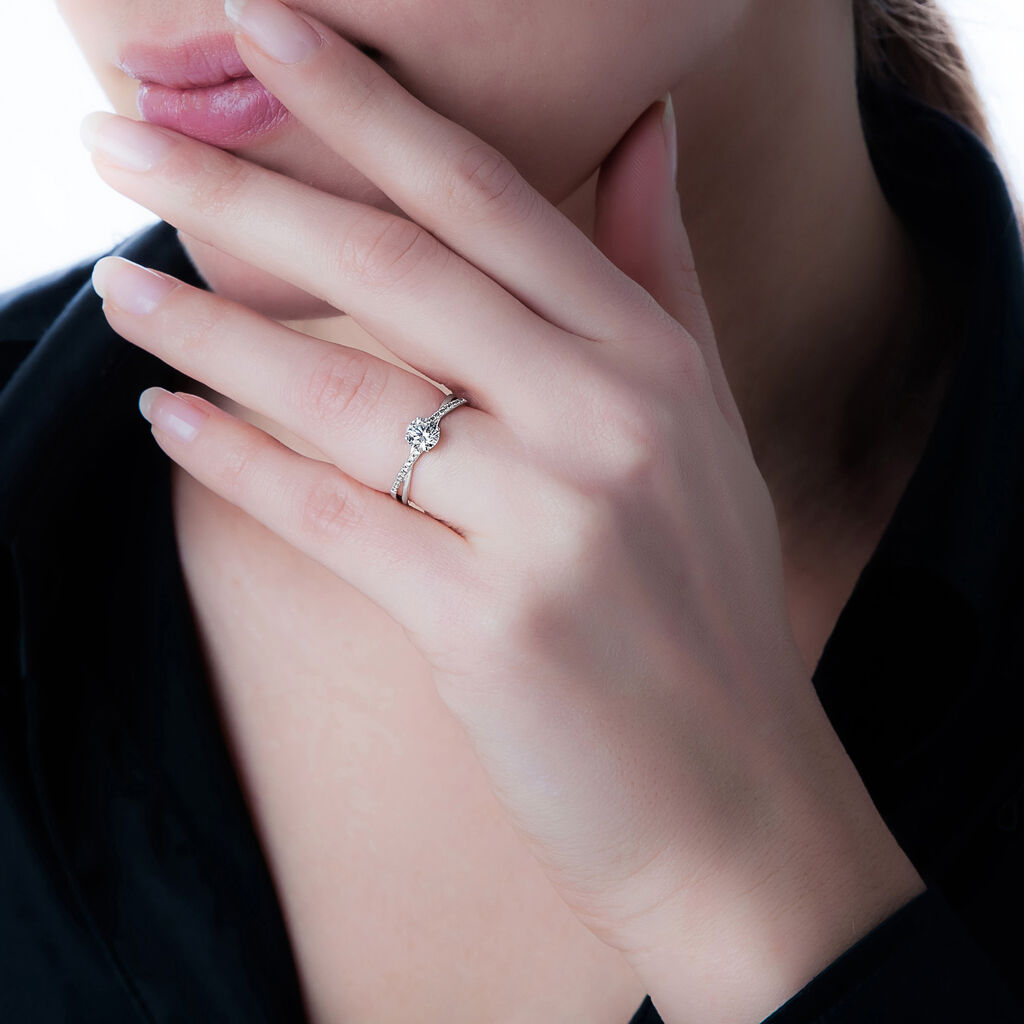Bague Dana Or Blanc Oxyde De Zirconium - Spannringe Damen | OROVIVO
