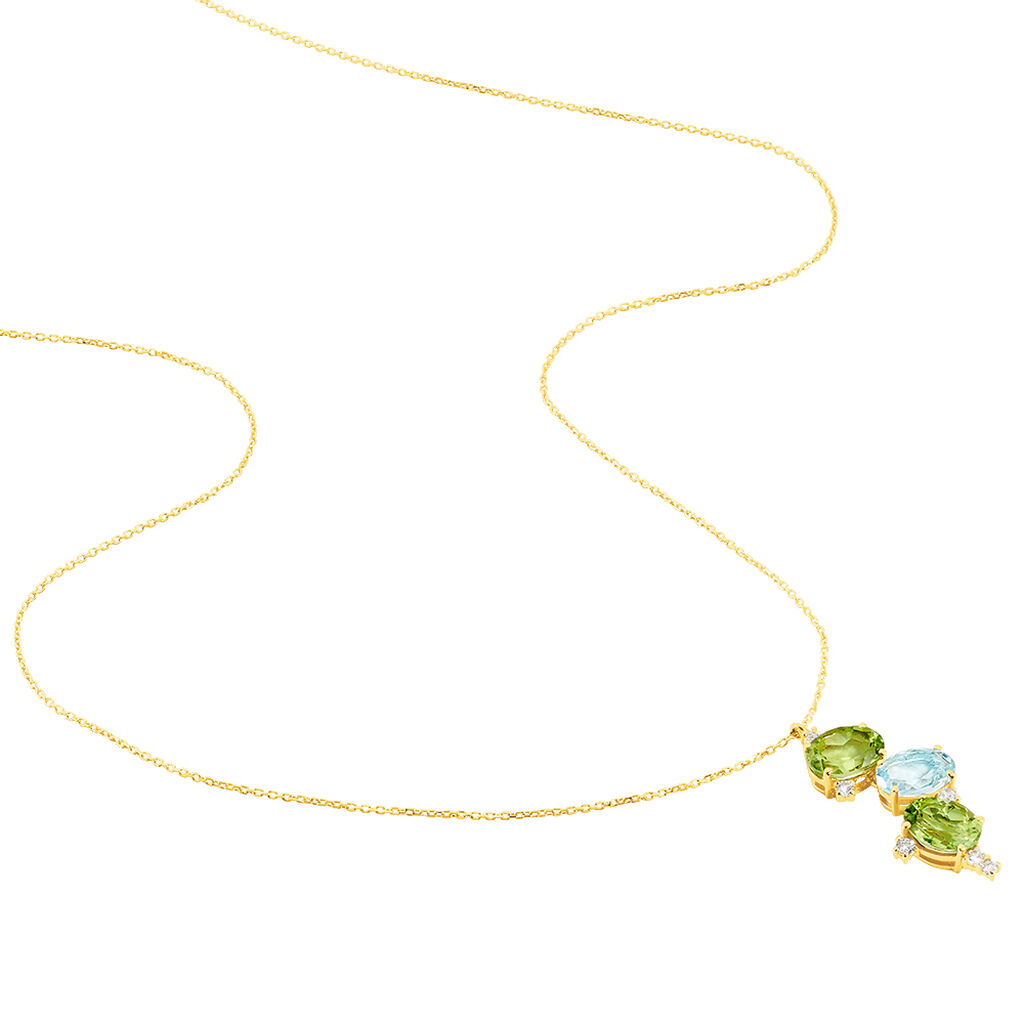 Damen Collier Gold 375 Peridot Grün 4,4ct Oval Layla 1 - Halsketten Damen | OROVIVO