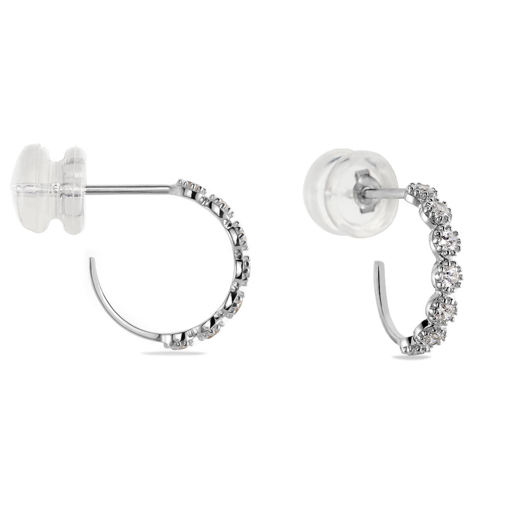 AYNSLEY Damen Creolen Wei&szlig;gold 375 (9 Karat) Zirkonia Wei&szlig; 0,4 ct Kreis