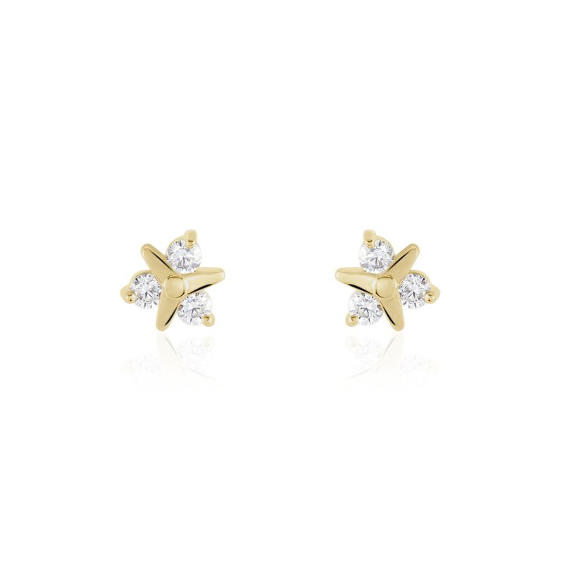 Boucles D'oreilles Puces Plaqué Or Jacinth Oxyde De Zirconium - Spannringe Damen | OROVIVO