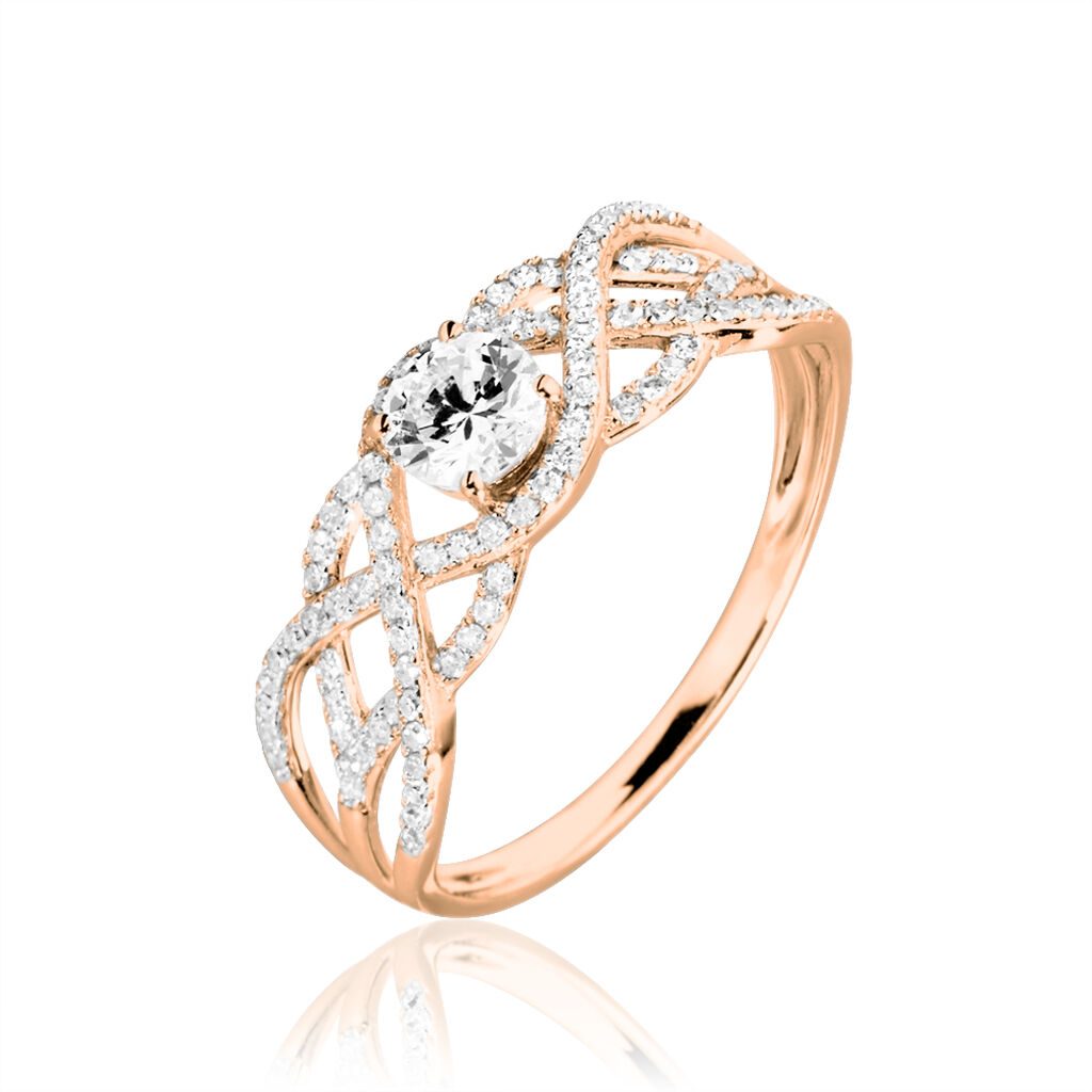 Bague Solitaire Liora Or Rose Diamant - Spannringe Damen | OROVIVO