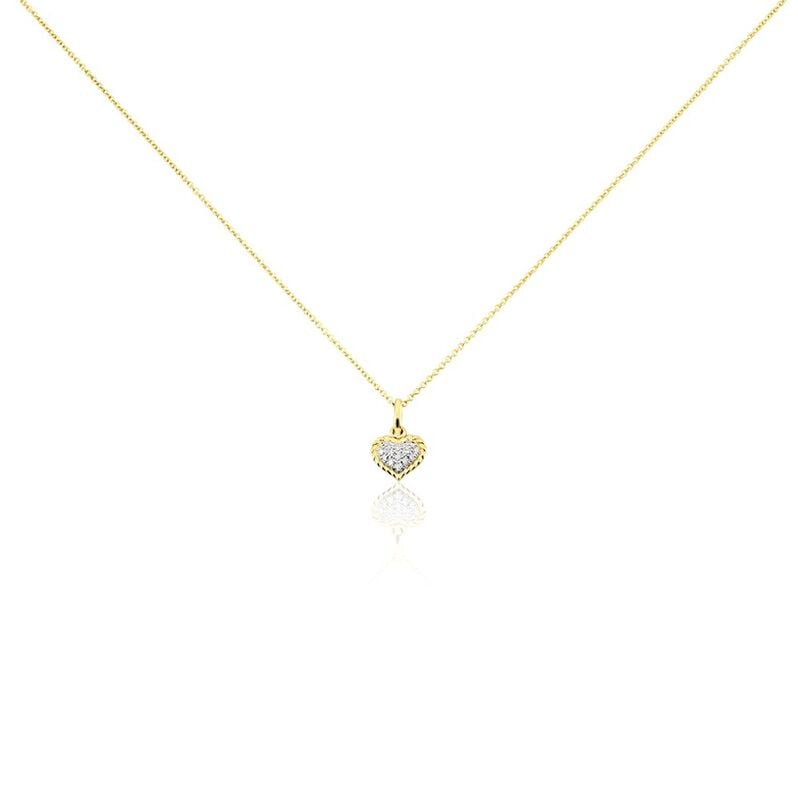 Herz Special Damen Collier Gold 375 (9 Karat) Diamant Wei&szlig; 0,04 ct Herz B 0,95 mm - Halsketten Damen | OROVIVO