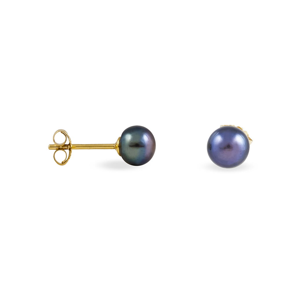 Boucles D'oreilles Puces Micaelle Teintees Or Jaune Perle De Culture - Spannringe Damen | OROVIVO