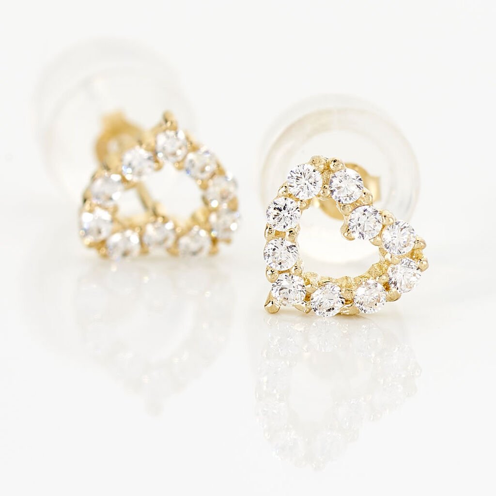 Damen Ohrstecker Gold 375 Zirkonia Herz - Ohrstecker Damen | OROVIVO