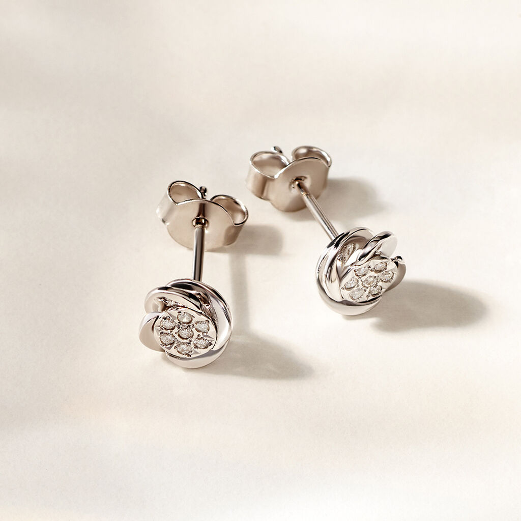 Damen Ohrstecker Weißgold 375 Diamant 0,06ct Blume Saxa  - Ohrstecker Damen | OROVIVO