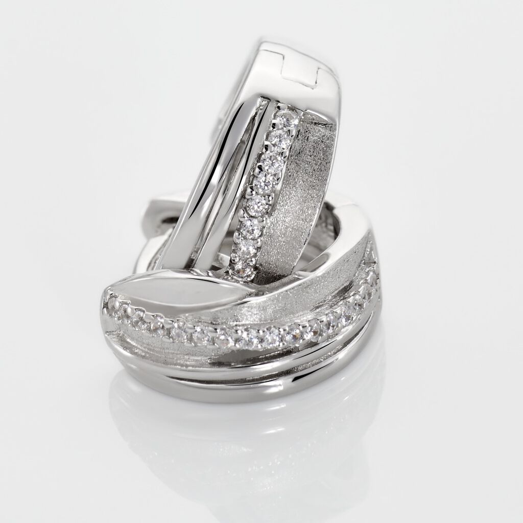 IRA Damen Creolen Silber 925 Zirkonia Wei&szlig;