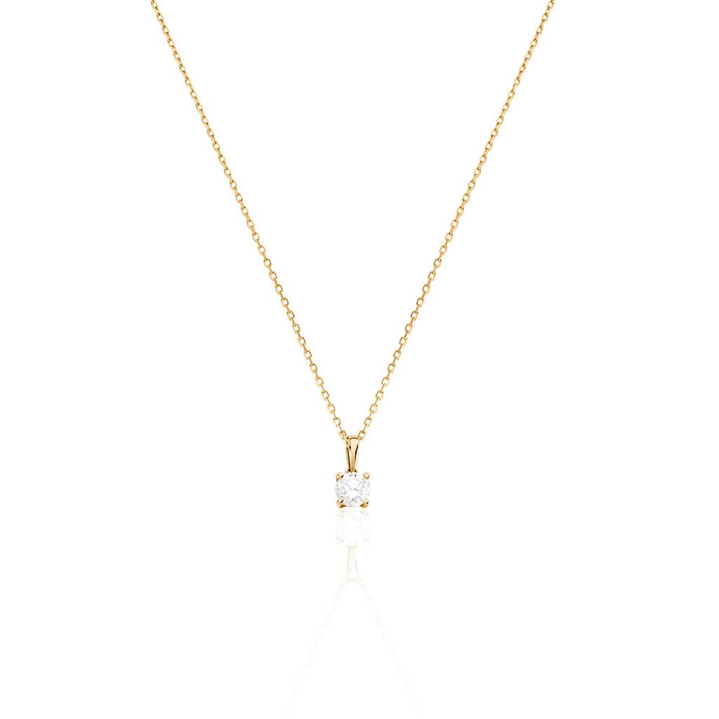 AURELA Damen Collier Gold 585 (14 Karat) Synthetischer Diamant Weiß 0,25 ct, Collier mit Stein