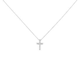 Damen Halskette Gold 750 Kreuz Diamant 0,2997ct- L 45cm - Ketten mit Stein  | OROVIVO
