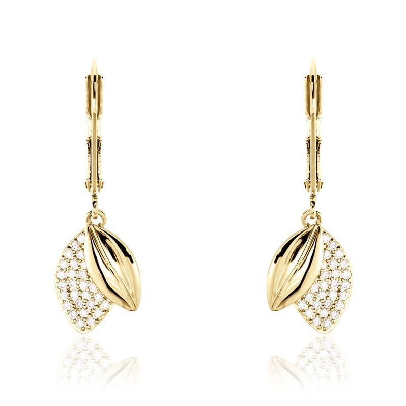 Boucles D'oreilles Pendantes Plaqué Or Jaune Simao Oxydes De Zirconium - Spannringe Damen | OROVIVO