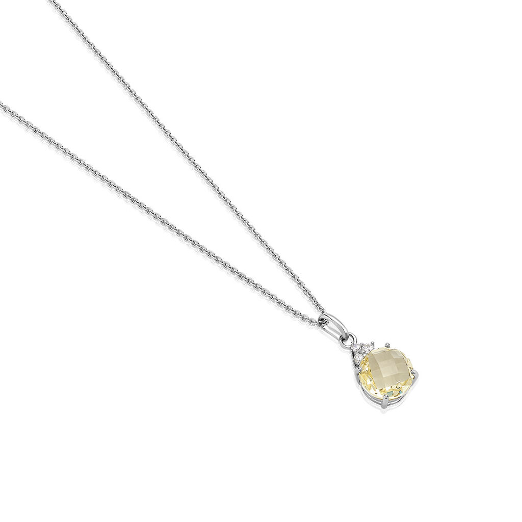 HADLEE Damen Collier Silber Silber 925 Glas Zitrone