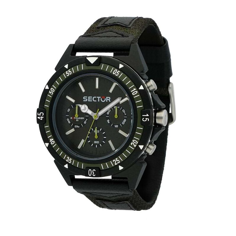 Orologio multifunzione Sector No Limits cinturino in pelle e tessuto bicolore - Spannringe Herren | OROVIVO