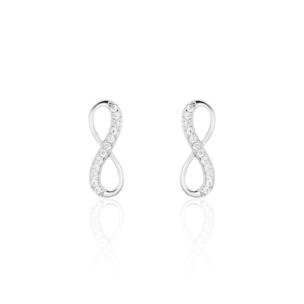 Damen Ohrstecker Silber 925 Zirkonia Infinity, Ohrstecker mit Stein