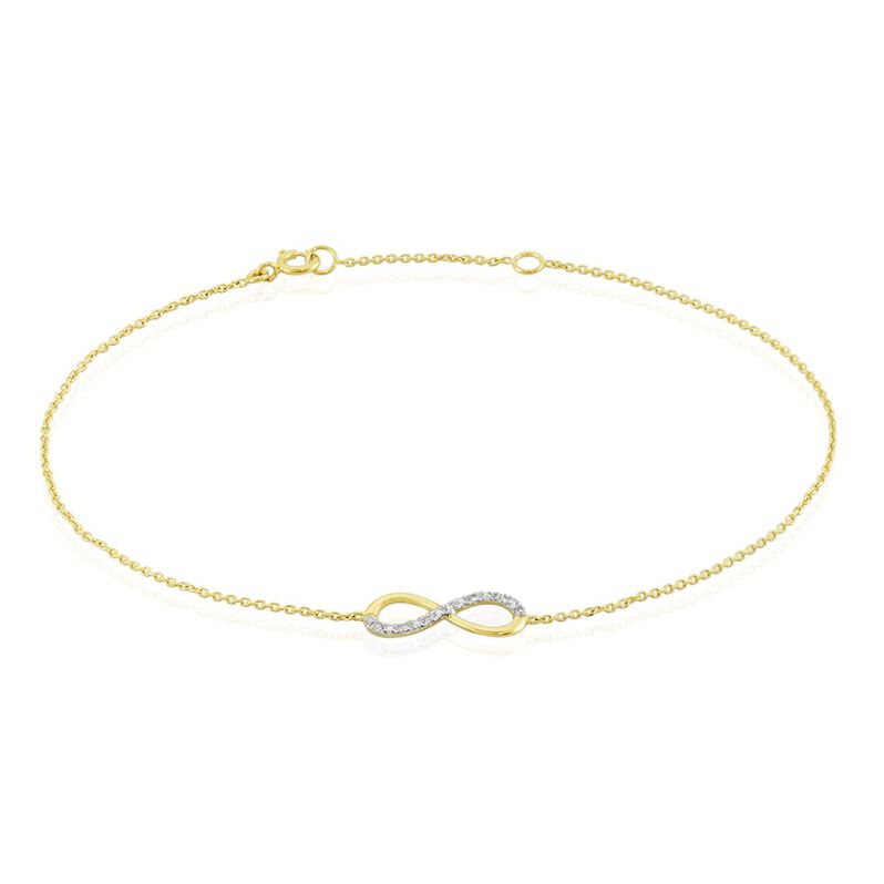 Infinity Nuovo Damen Armband Gold Bicolor Gelb/Silber 375 (9 Karat) Diamant Wei&szlig; 0,02 ct - Armb&auml;nder Damen | OROVIVO