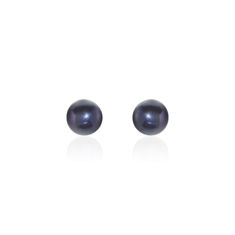 Damen Perlenohrringe Gold 375 Zuchtperle Schwarz 7-7,5mm - Ohrstecker Damen | OROVIVO