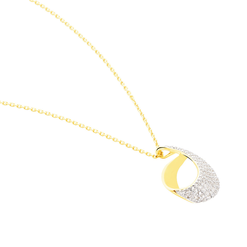 AVEC Damen Collier Gold 375 (9 Karat) Zirkonia Wei&szlig; Kreis