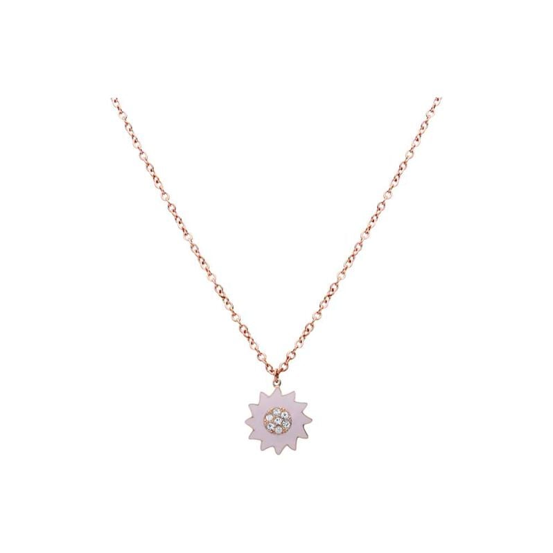 Girocollo con charm fiore rosa in acciaio rosato e strass - Spannringe Damen | OROVIVO