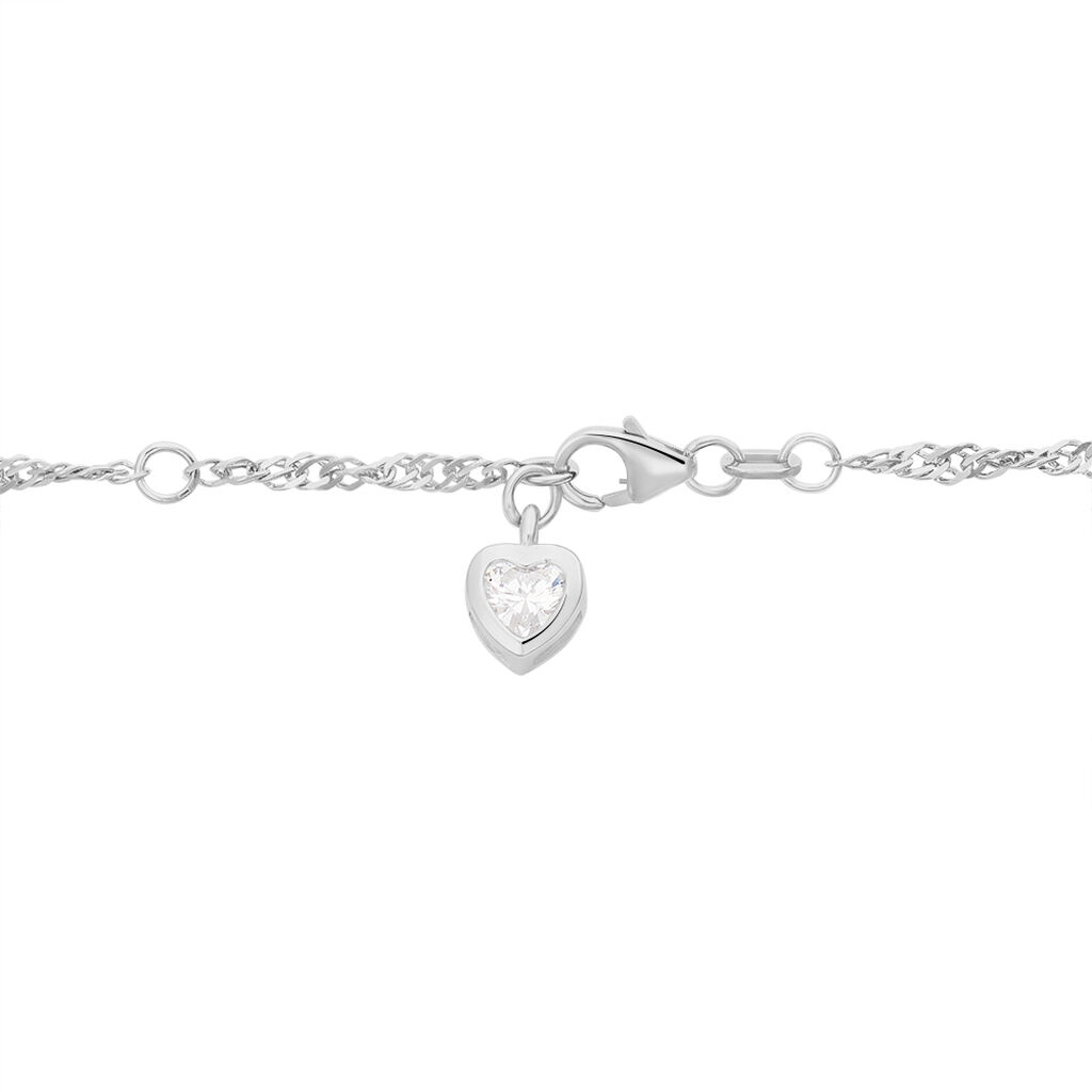 Damen Fußkette Silber 925 Zirkonia Herz Singapur S Fuss 2,40mm - Fußketten Damen | OROVIVO