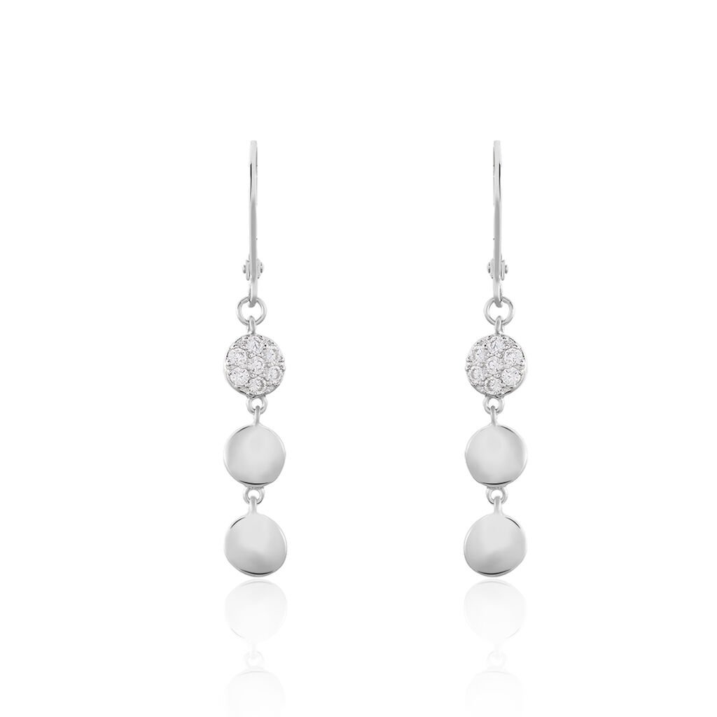 DOTS Damen Ohrringe Lang Silber 925 Zirkonia Wei&szlig; 0,64 ct Kreis