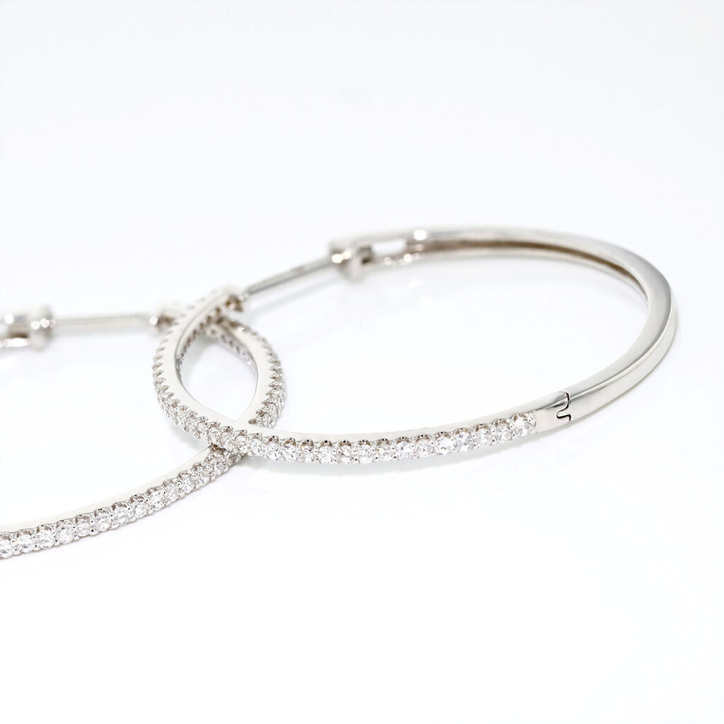 ARYANNA Damen Creolen Wei&szlig;gold 375 (9 Karat) Diamant Wei&szlig; 0,22 ct B 0,95 mm