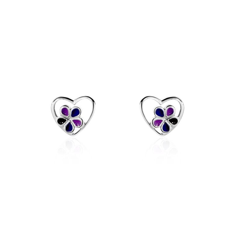 Kinder Ohrstecker Silber 925 Herz Blume - Ohrstecker Kinder | OROVIVO