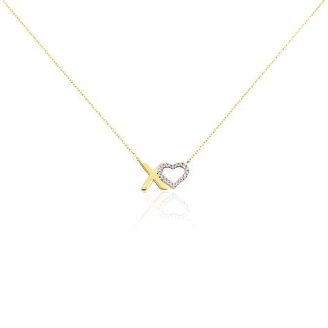 Damen Collier Gold 375 Zirkonia Herz Xoxo 0,65mm - Halsketten Damen | OROVIVO