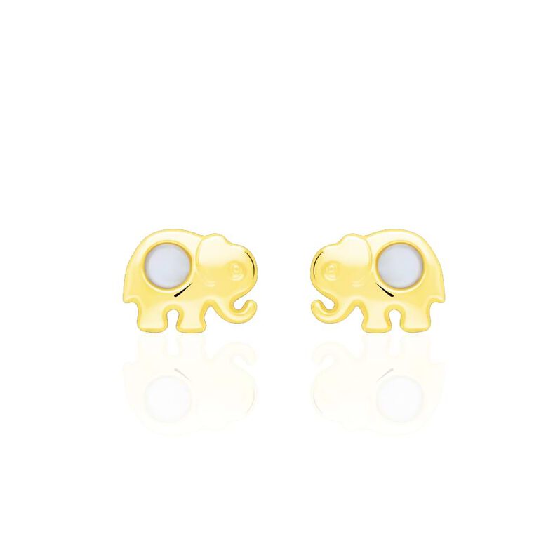 Orecchini a lobo elefante in oro giallo e madreperla - Spannringe Kinder | OROVIVO