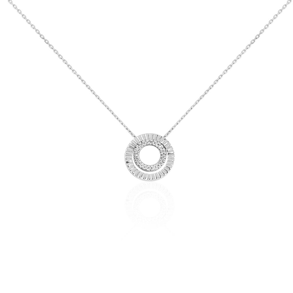 Collier Or Weiss Margette Forme Doubles Cercles Effet Diamante - Spannringe Damen | OROVIVO