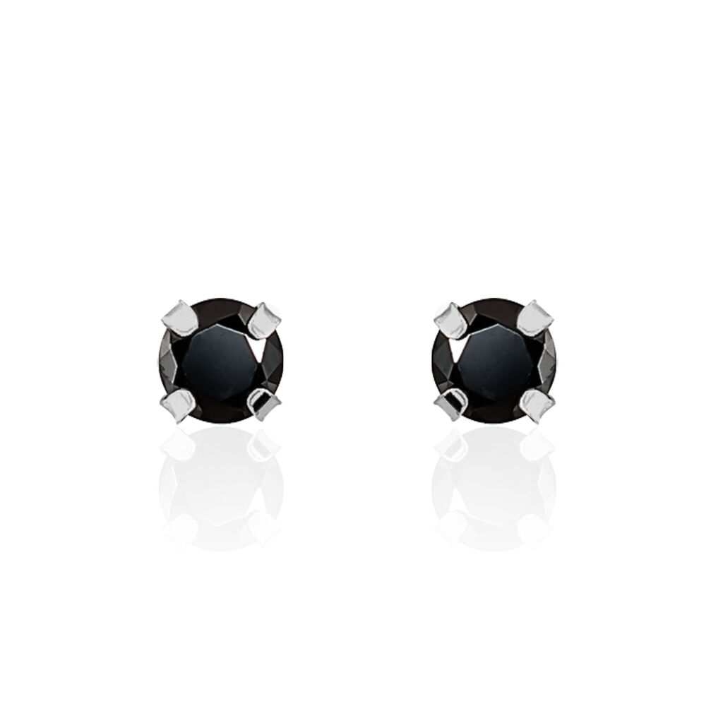 DARINA KRAPPE Damen Ohrstecker Wei&szlig;gold 375 (9 Karat) Zirkonia Schwarz B 3 mm