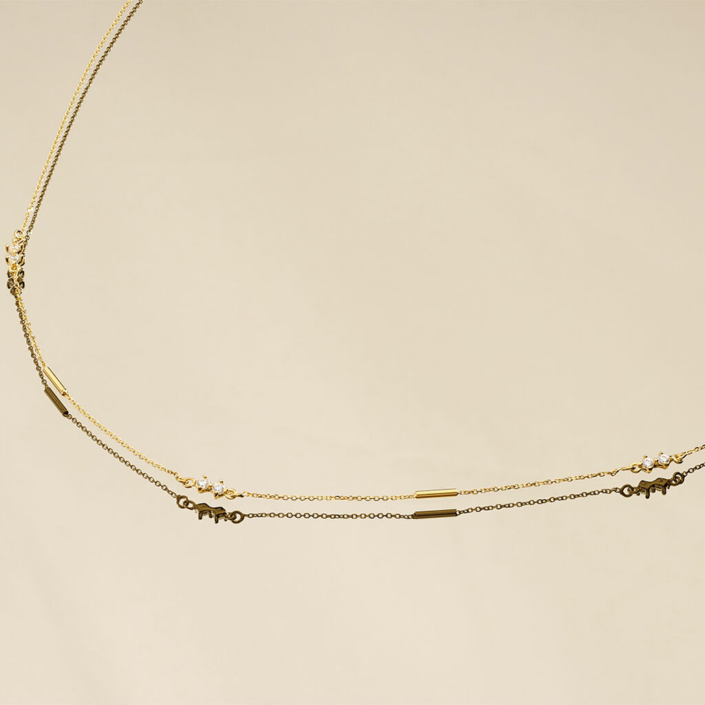 STARRY Damen Collier Gold 375 (9 Karat) Zirkonia Wei&szlig;