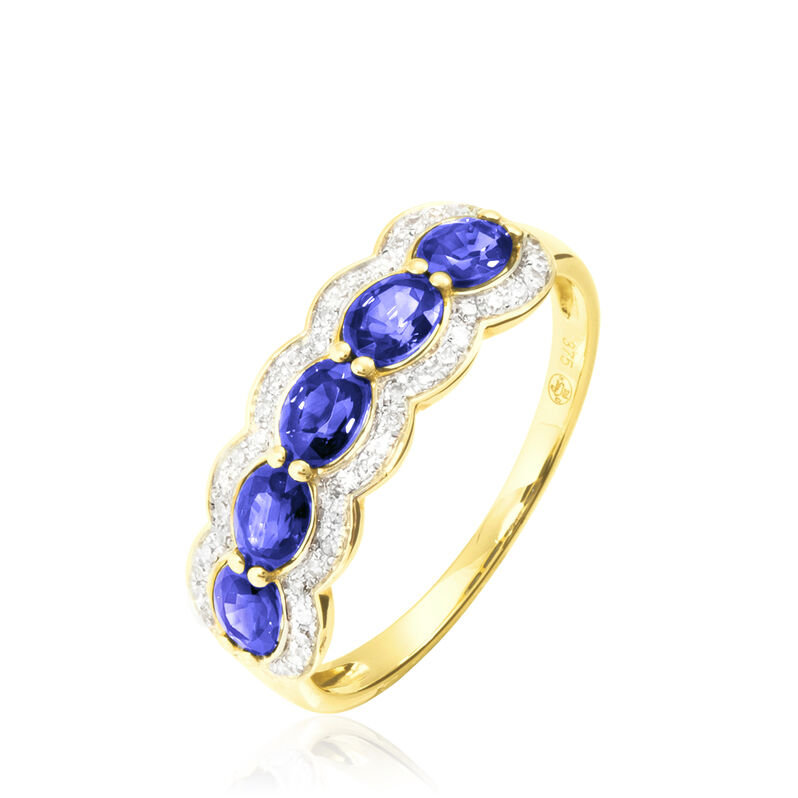 Bague Margaux Or Jaune Tanzanite Et Diamant - Spannringe Damen | OROVIVO
