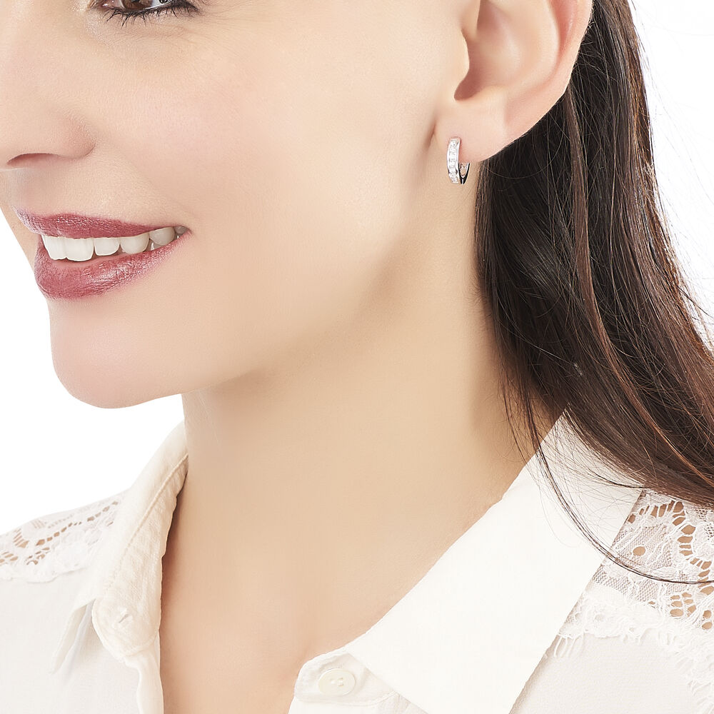 Laimons Damen Creole Ohrstecker Aus Sterling Silber 925 – Rund, 16 Mm, Gehämmert, Glänzend