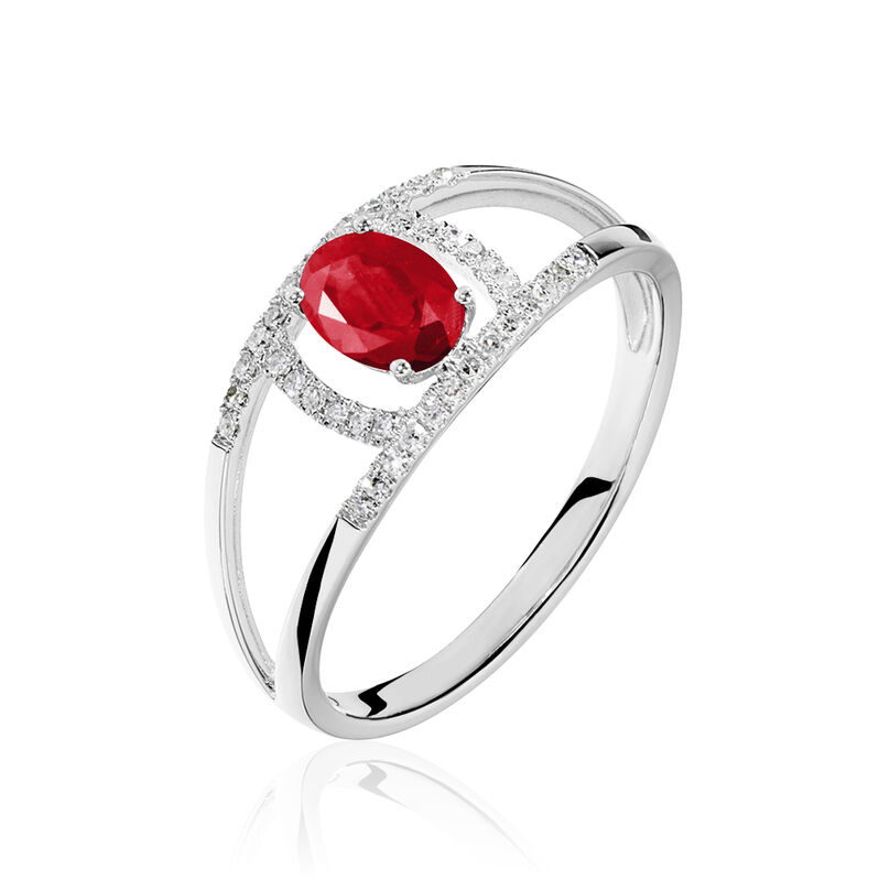 Bague Agathe Or Blanc Rubis Et Diamant - Spannringe Damen | OROVIVO