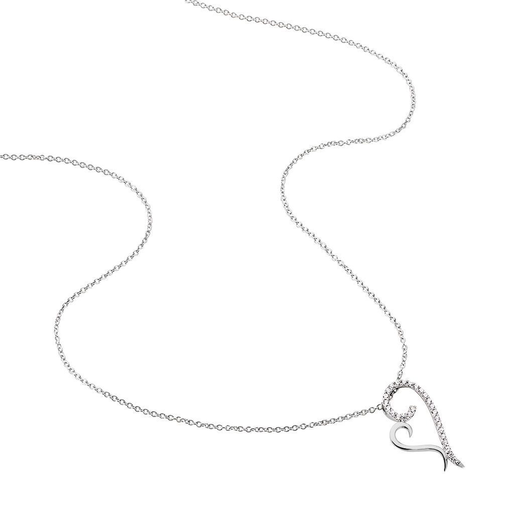 ALYSSJA HERZ 5 Damen Collier Silber 925 Zirkonia Wei&szlig; Herz