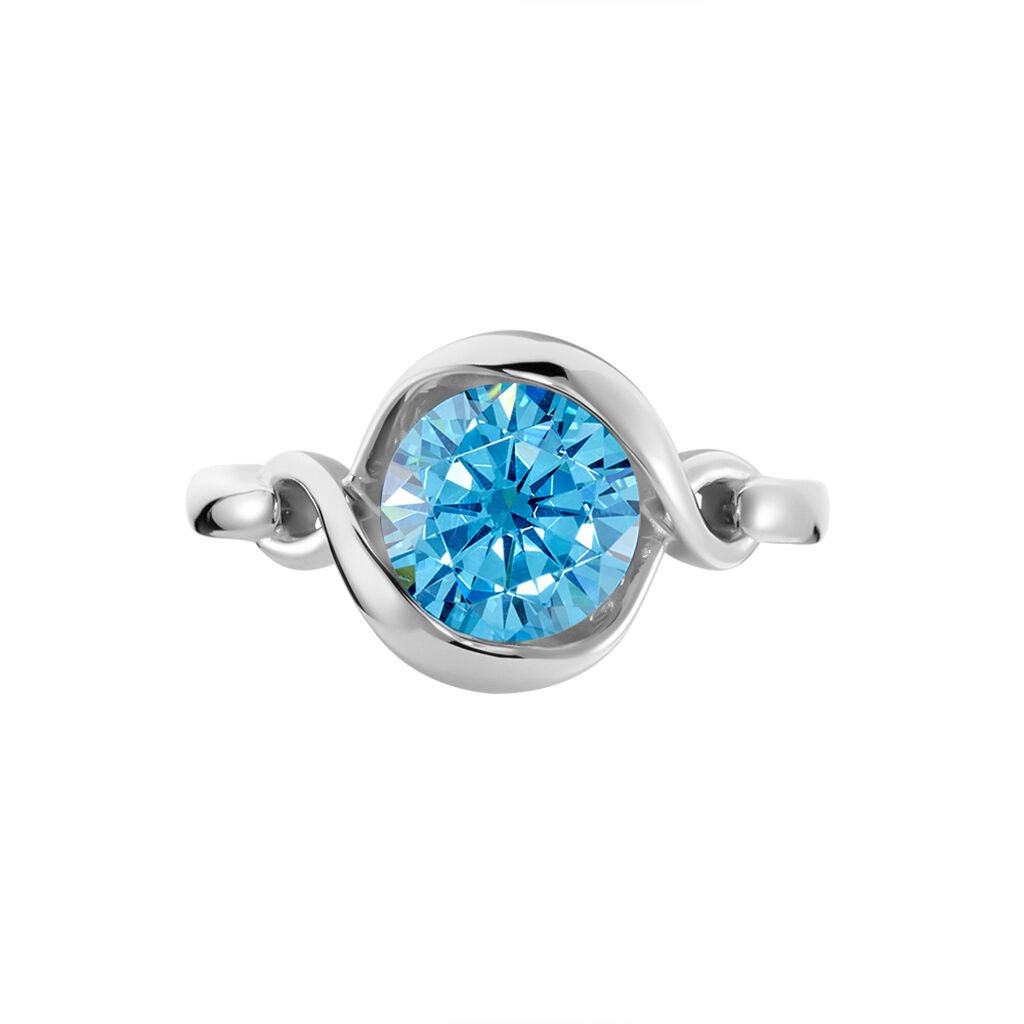 SINEWA Damen Ring Silber Silber 925 Zirkonia Blau 3,06 ct Spirale