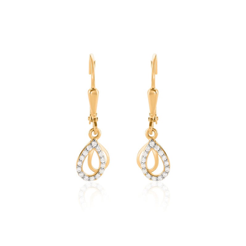 TUIZO Damen Ohrringe Lang Gold Bicolor Gold/Silber 375 (9 Karat) Andere Steine Wei&szlig; Tropfen - Ohrringe mit Stein Damen | OROVIVO