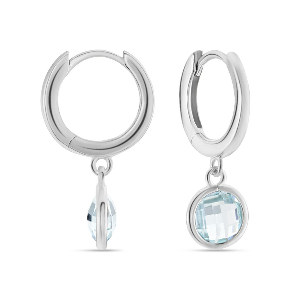Damen Creolen Silber Silber 925 Zirkonia Blau Kreis Scharikan 9,00mm  - Creolen Damen | OROVIVO