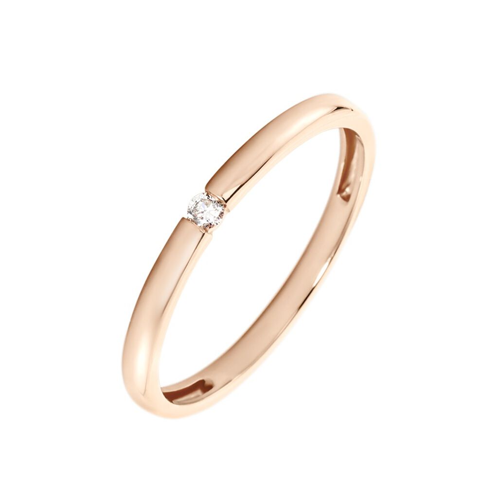 Graz Damen Ring Rosegold 375 (9 Karat) Diamant Weiß 0,03 ct B 1,8 mm, Ring mit Stein