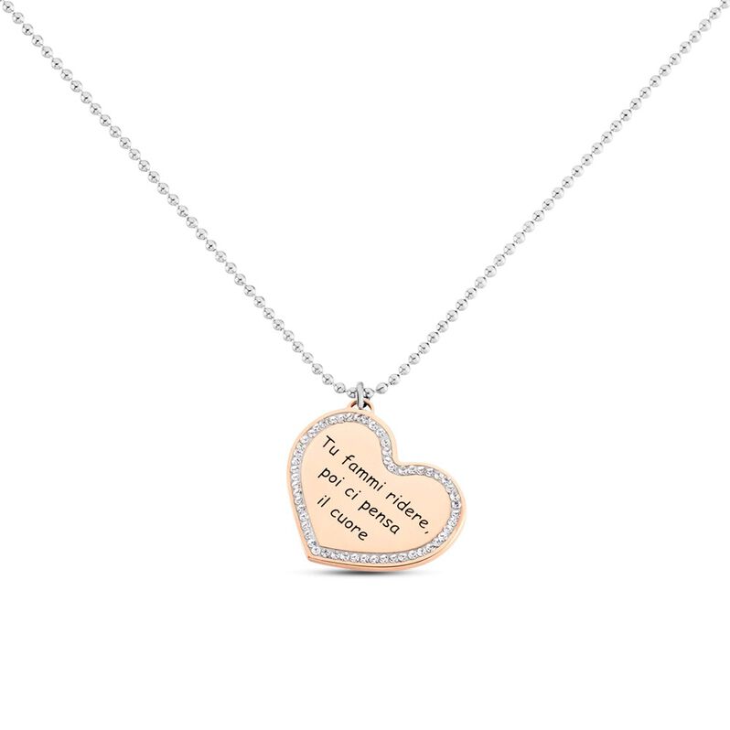Collana Lady Message Acciaio Bicolore Love e Cristalli - Spannringe Damen | OROVIVO
