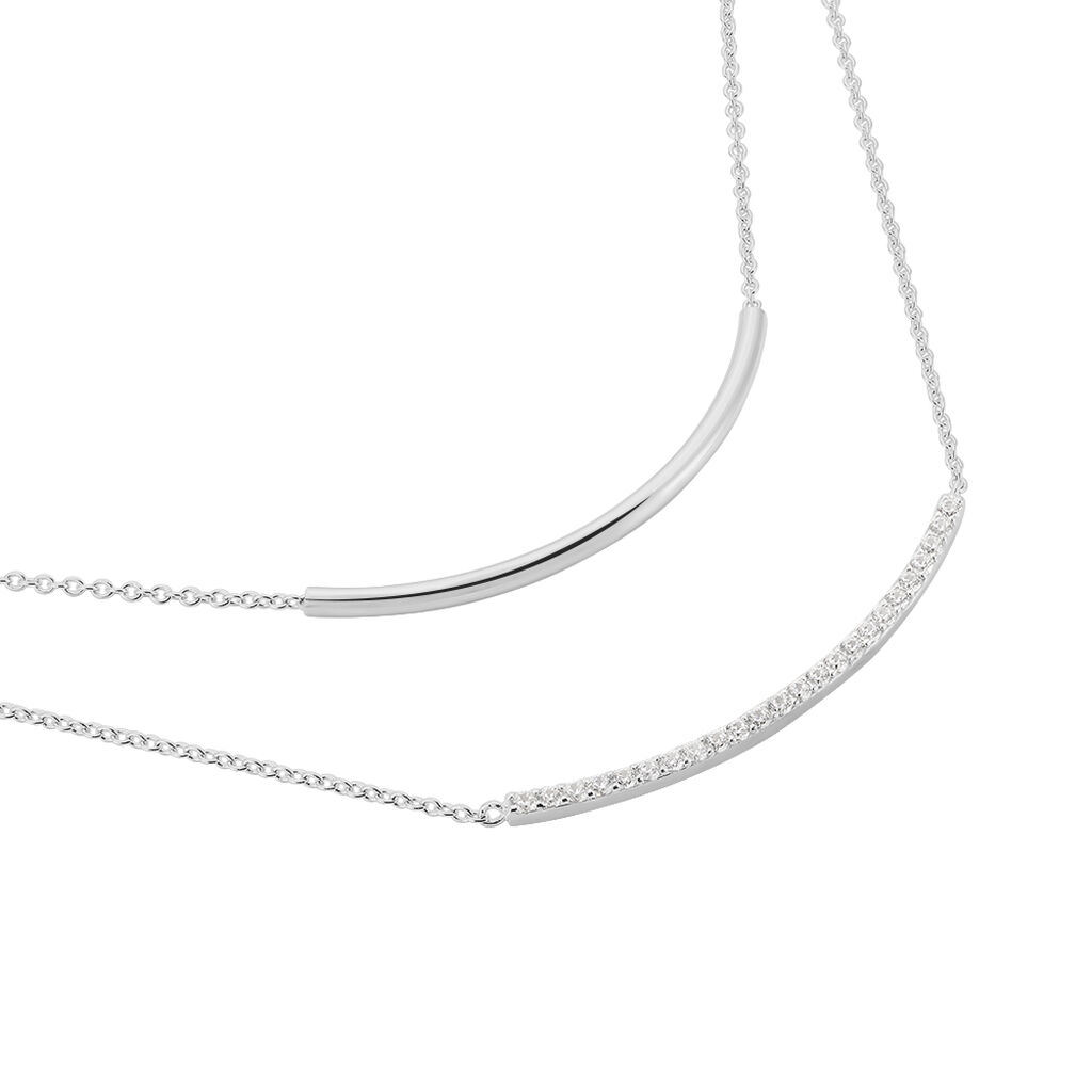 Damen Collier Silber 925 Zirkonia Wei&szlig; Barren