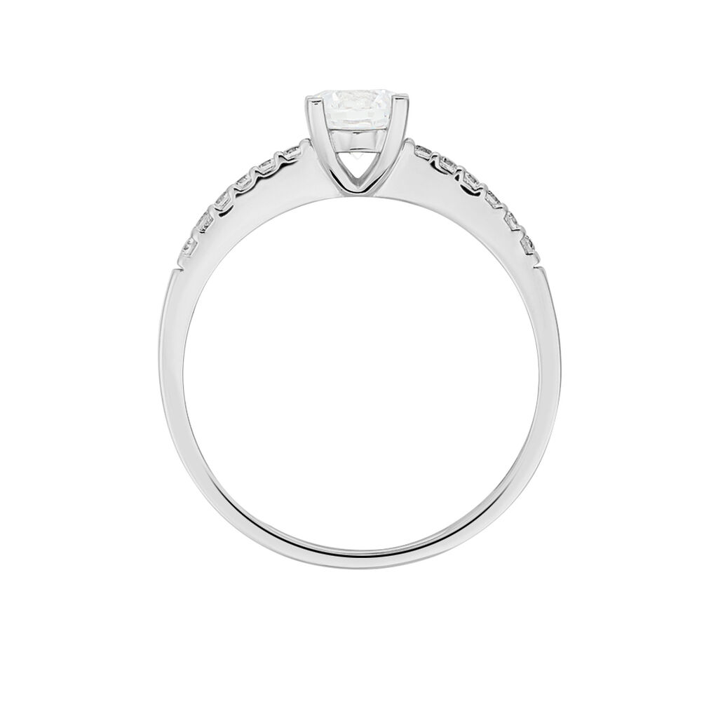 Damen Ring Wei&szlig;gold 375 (9 Karat) Zirkonia Wei&szlig; 0,940 ct