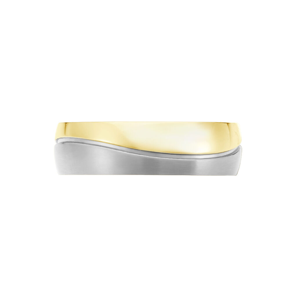 Damen Ring Titan Bicolor Gelb/Silber B 6 mm