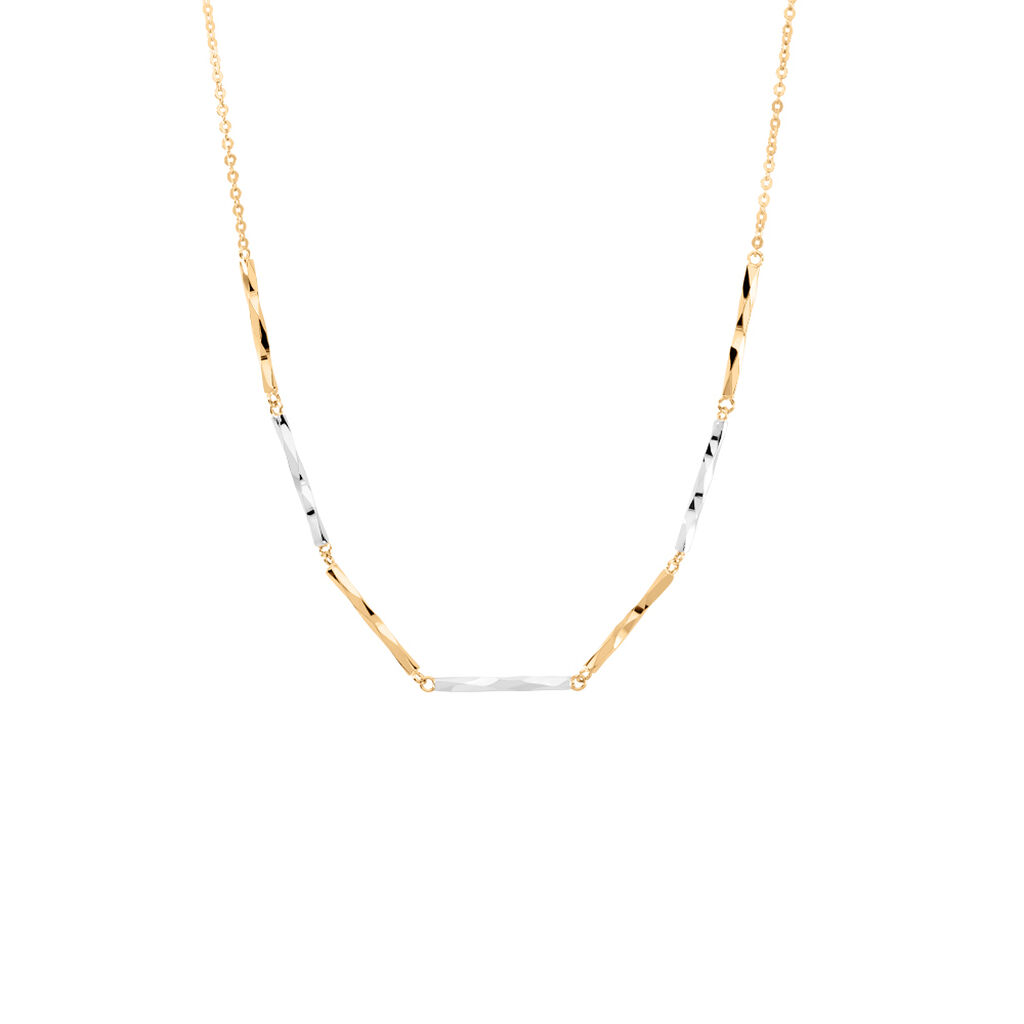 Jutui 2 Damen Collier Gold Bicolor Gelb/Silber 585 (14 Karat)