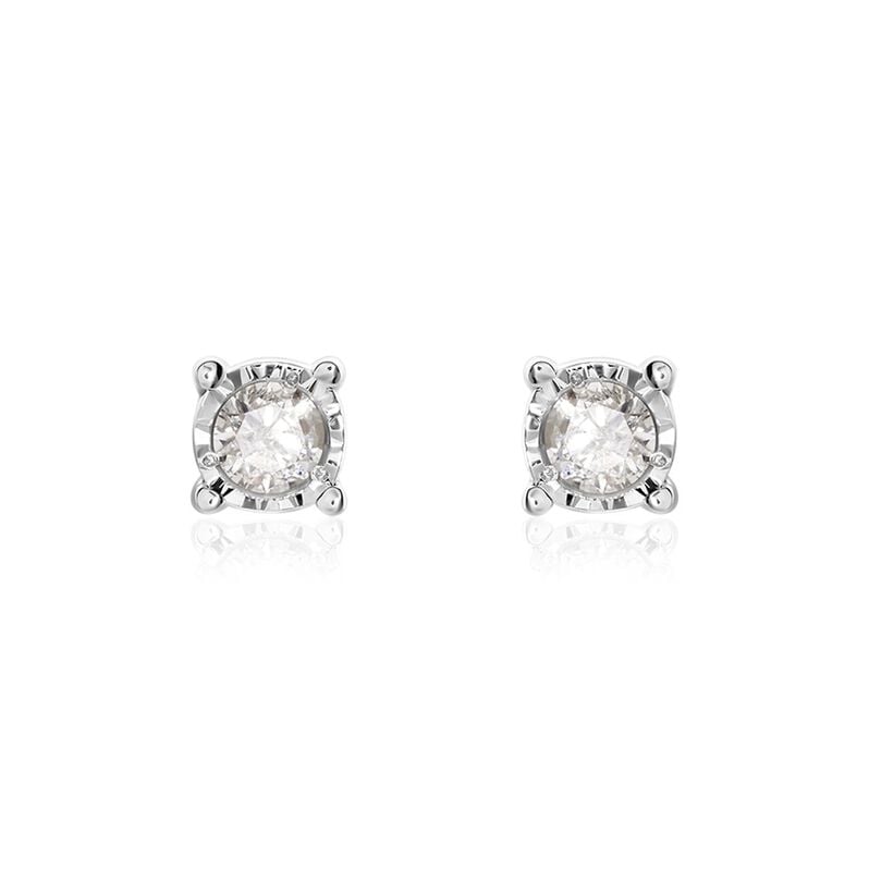 Damen Ohrstecker Weißgold 375 Diamant 0,08ct Illusion Pastille  - Ohrstecker Damen | OROVIVO