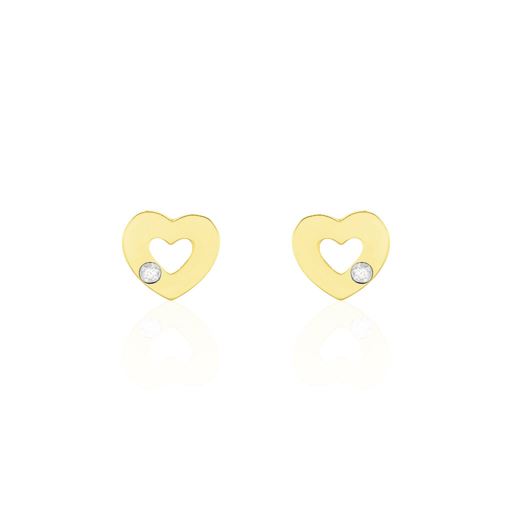 Damen Ohrstecker Gold 375 Diamant 0,01ct Flügel Kleeblatt Herz Fala 7,00mm  - Ohrstecker Damen | OROVIVO